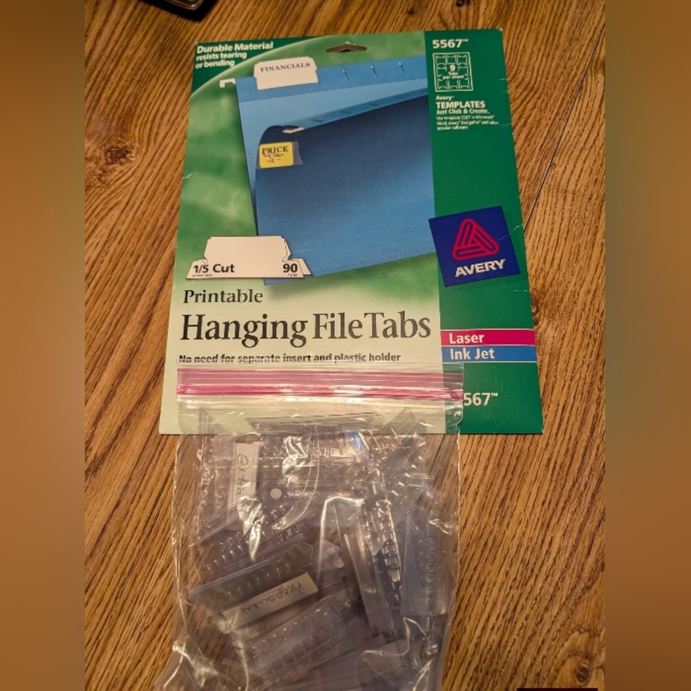 Avery Blue Printable Hanging File Tabs & Labels Set